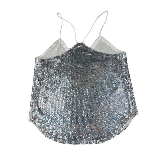 IRO - Ernet Sequin Crepe Sleeveless Cami Tank Top in Silver - Picture 4 of 5